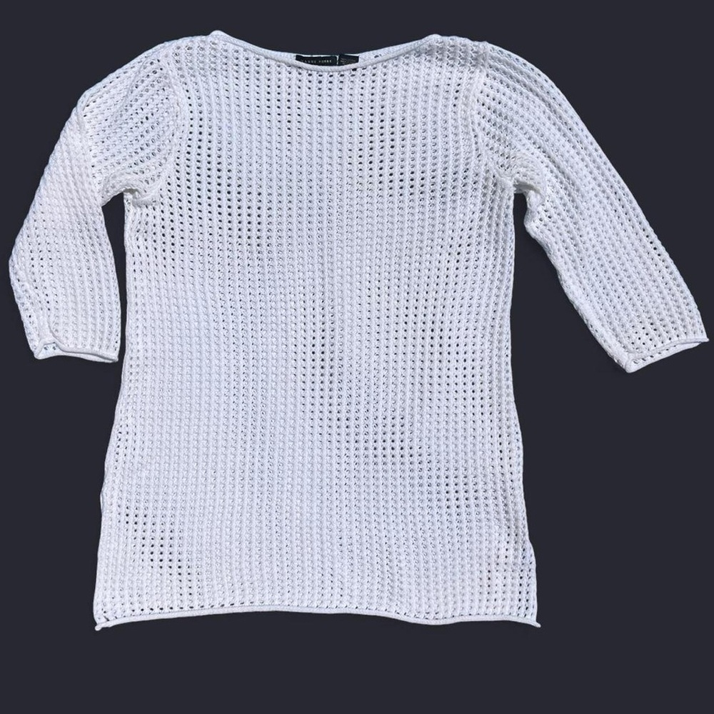 Vtg Jeanne Pierre Hollow Out Crochet Knit Sweater Pullover